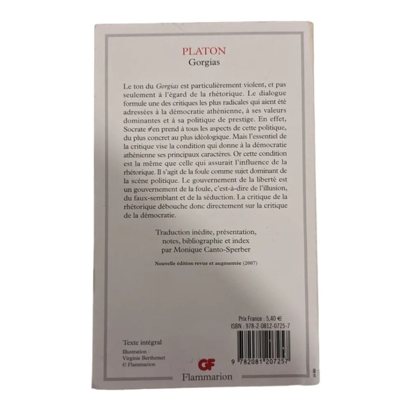 French Edition - "Platon" by Gorgias  Paperback Novel - Picture 2 of 2